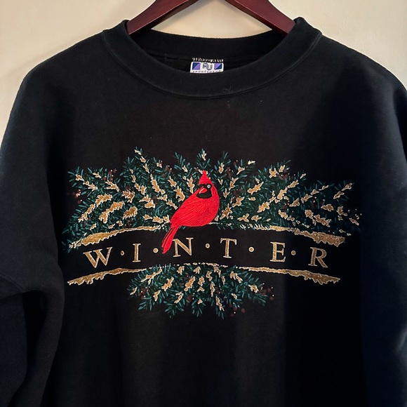 Vintage Black Winter Bird Crewneck Sweatshirt - Picture 4 of 6
